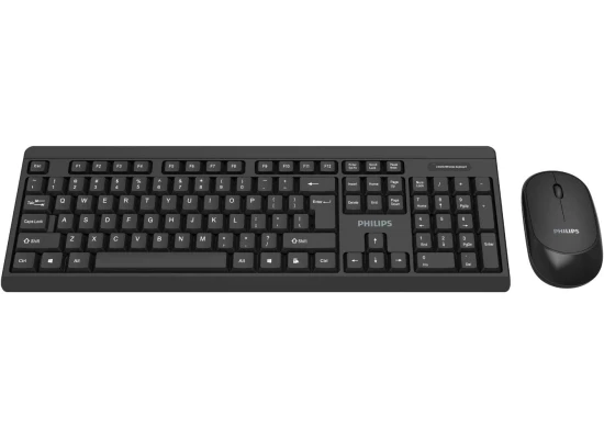 Philips MK324 Wireless Keyboard and Mouse Combo | Ambidextrous, Low-Profile | Adjustable DPI Mouse, Full-Sized Keyboard, | Plug and Play for Windows, Laptop, PC or Notebook